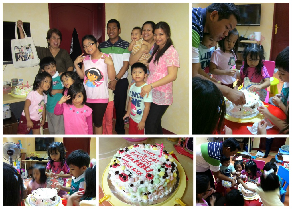 Decorating a birthday cake for our dear Pastora Mercy